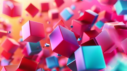 Wall Mural - a 3d rendering of colorful cubes in a pattern.