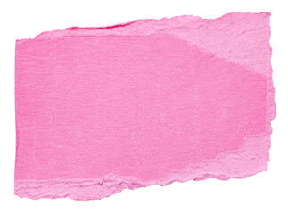 Wall Mural - isolated cut out torn piece of blank pink paper note cardboard with texture and copy space for text,