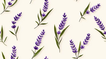 Wall Mural - Blooming Purple Lavender Sprigs Forming Peaceful Nature Background