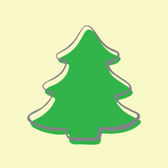 Wall Mural - Pine, fir, tree vector icon. Green flat silhouette, isolated. Clipart, symbol merry christmas and happy new year. Template for children creativity, greeting cards
