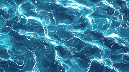 Wall Mural - The image is of a body of water with blue waves. The water is calm and still, with no ripples or disturbances. The blue color of the water creates a serene and peaceful atmosphere