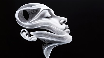 Wall Mural - a woman's face is drawn in a black and white photo. the face is drawn in a way that it looks like it