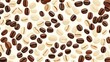 © Galib - A seamless pattern of coffee beans in various colors.