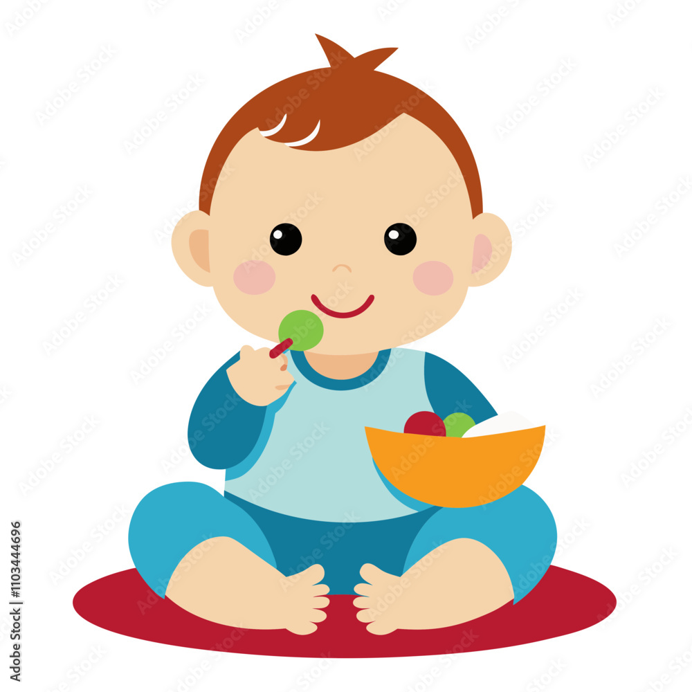 baby eating illustration Stock Vector | Adobe Stock