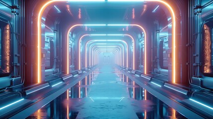 Leinwandbilder - Neon stage center, sci-fi.