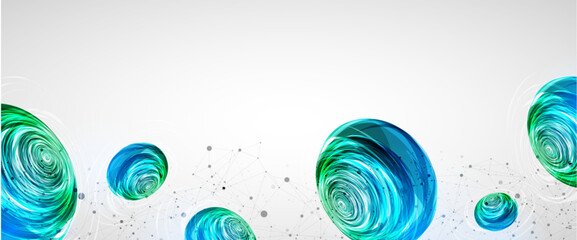 Leinwandbilder - Abstract sci-fi vector background with plexus effect and swirl shapes. Hand drawn.