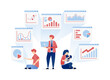 © nakigitsune-sama - vector illustration of People Share and Review Financial Portfolios, Discussing Past Data and Planning for Future Achievements. Can be used for banners, websites, apps flyers