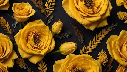 Sticker - yellow roses background