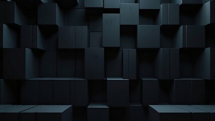 3D styles abstract black cube pattern background. dark pixel loop