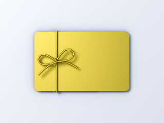 Aufkleber - Blank gold gift business credit card or gift voucher with gold ribbon rope bow isolated on white background with shadow minimal concept 3D rendering