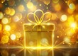 © Four888 - Double Exposure Photography of a Gift with Ribbon, Symbolizing Celebration, Bonus, and Present, Set Against a Soft Blurred Background for Creative Concepts in Marketing and Advertising