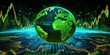 © Planetz - Green Globe with Digital Stock Market Charts Displaying Global Economic Trends in a Vibrant and Dynamic Visualization. Global Stock market rally or recovery concept.stock, cryptocurrency background