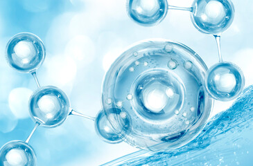 Wall Mural - blue bubble molecule for cosmetics product