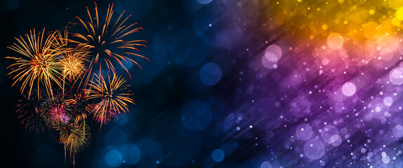 Wall Mural - fireworks with abstract bokeh background