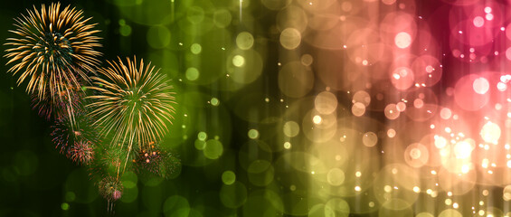 Wall Mural - fireworks with abstract bokeh background