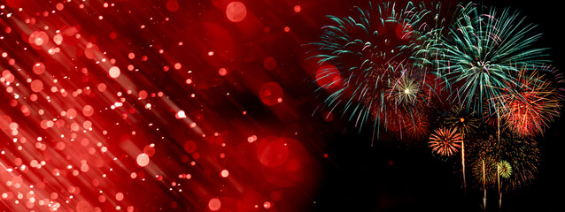Wall Mural - fireworks with abstract bokeh background