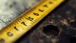 © Thirawat - A close-up of the markings on a tape measure, showing the fine details of both imperial and metric measurements.