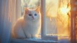 © Ludmila - A serene white cat sits by a sunlit window, your perfect companion. Enjoy its calm presence and explore the beauty of this peaceful moment.