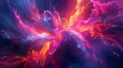 Wall Mural - Abstract Neon Paint Explosion: Swirling Vortex of vibrant colors for dynamic backgrounds and designs