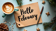 © NupRas Design - Hello February lettering text postcard background