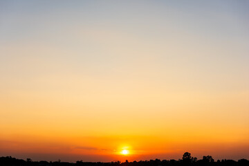 Wall Mural - panoramic beautiful sunset sky, cloud in twilight - nature background