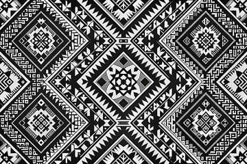 Wall Mural - geometric black and white aztec tribal motifs for ethnic style textile design featuring abstract pat