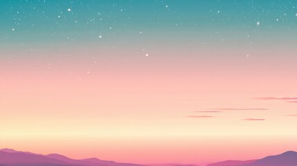 Sticker - Abstract vector of small stars dotting a pastel gradient sky with soft transitions between pink, purple, and teal