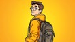 © Nikita - Young students with colorful backpacks on their way to school, ideal for academic-themed designs and advertising materials