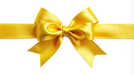 Wall Mural - Yellow ribbon with bow isolated on white background, yellow, ribbon, bow, isolated, white background, gift, present