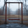 © Tanakrit - A swing is suspended from a chain in a park