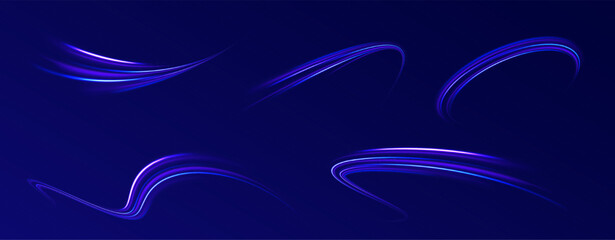 Wall Mural - vector glowing lines air flow effect. speed connection background. expressway, car headlight effect.