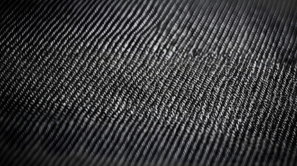 Close-up of a textured black fabric, showing intricate weaving patterns and details.  The image is dark and moody, highlighting the material's complex structure.