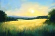 © Image Flow - Golden sunrise over serene fields nature landscape tranquil environment wide view peaceful concept