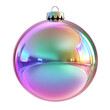 © ink drop - Abstract iridescent colored festive christmas bauble icon. Holographic neon foil design element