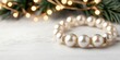 © Zara Elara HappyLife - Luxurious Christmas Elegant pearl bracelet with festive background lights.