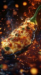 Wall Mural - chile relleno (fried poblano pepper stuffed with minced meat and coated with egg meringue), mexican 