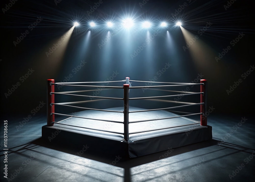 Minimalist WWE Wrestling Ring Corner with Spotlight Emphasizing the