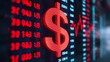 © Fareedoh - Close-up of digital stock market display with dollar sign, upward trend, financial growth concept.