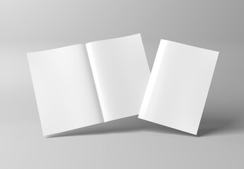 Wall Mural - white blank a4 magazine mockup isolated on white 3d rendering