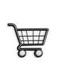 © Bratajit - A shopping cart black and white sticker icon.
