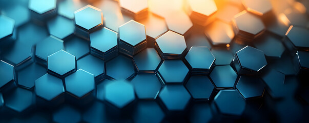 Abstract Hexagonal Pattern Digital Blue Structure