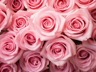 Wall Mural - A background of beautiful pink roses in full bloom
