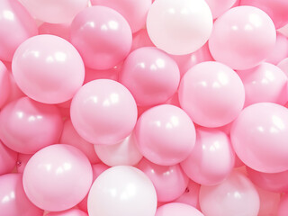 Wall Mural - Lots of white and pink balloons with a matching white and pink background