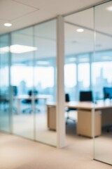 Wall Mural - blurred modern office space,met room and open workstations that convey professionalism and tranquili