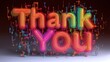 © KatyaPuli - Thank you sign, large flowing lighting colorful letters 'Thank you' on black background. Neon pink blue sign with text Thank you, Thanks card concept, Gratitude. Illustration