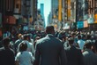 © Imagentive - Anonymous Man Walking Crowded Modern City Street