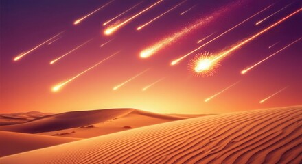 Wall Mural - Desert meteor shower sunset skies