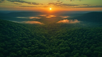 Wall Mural - Ozarks Sunset created with Generative AI Technology, ai, generative