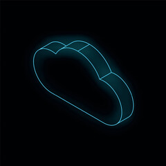 Wall Mural - glowing neon blue cloud computing symbol is floating on a black background