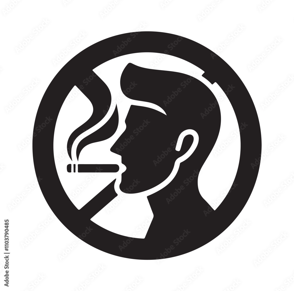 Non Addictive Icon No Smoking prohibition icons, smoking addiction silhouette vector ...